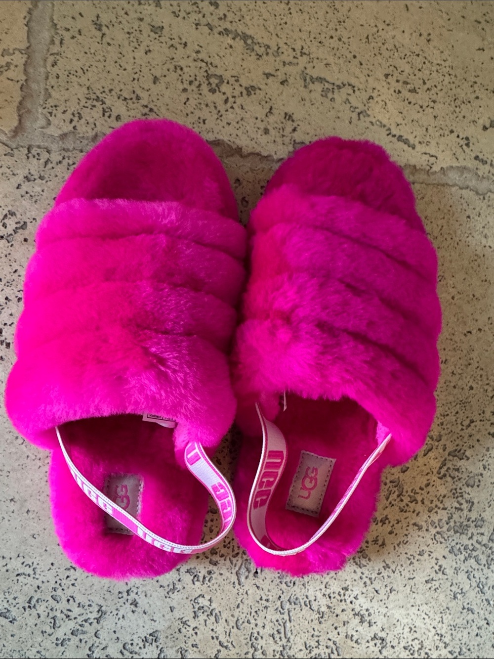 UGG Hot Pink Shearling Slide Slippers